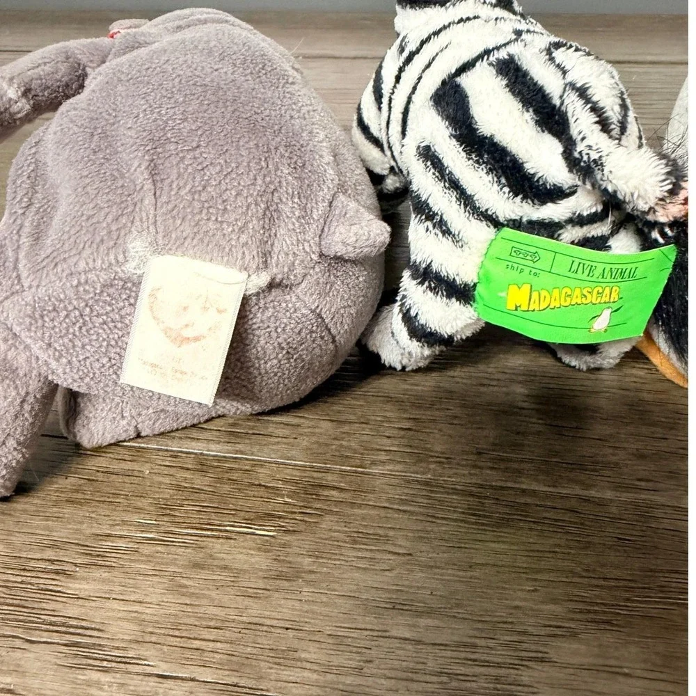 Madagascar Escape 2 Africa Ty Beanie Babies Plush Bundle Skipper Marty Gloria